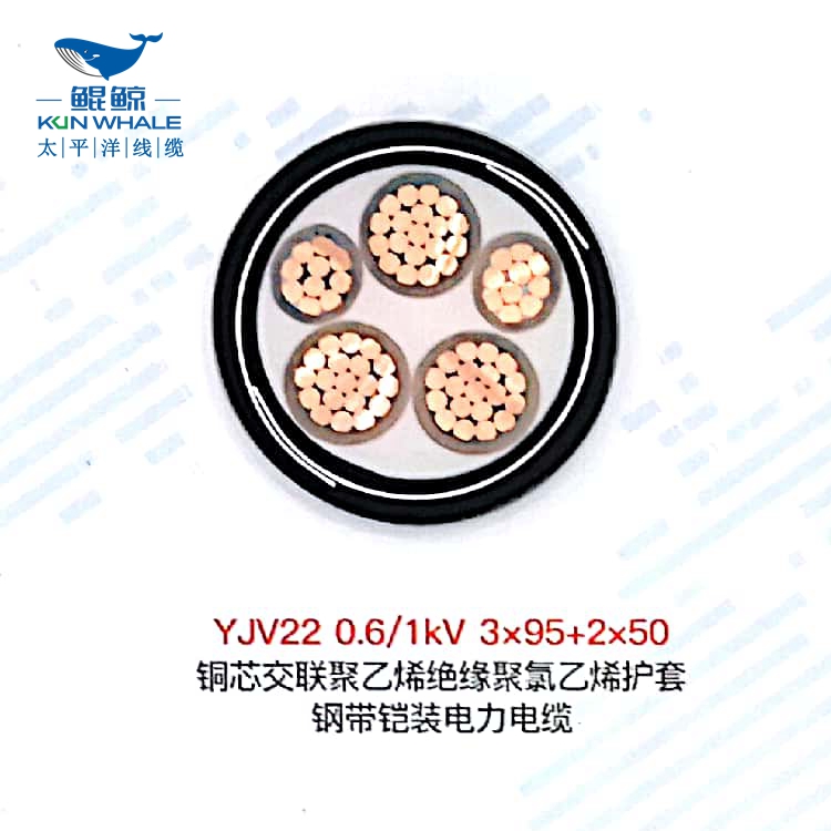 　　河南鄭州電線電纜廠家-河南太平洋線纜有限公司為您供應 yjv22 4芯國標銅芯阻燃低壓電力用 鎧裝電纜型號齊全：  　　yjv22 3x10+1 yjv22 3x16+1 yjv22 3x25+1 yjv22 3x35+1 yjv22 3x50+1 yjv22 3x70+1 yjv22 3x95+1 yjv22 3x120+1 yjv22 3x150+1 yjv22 3x185+1 yjv22 3x240+1 yjv22 3x300+1  　　yjv22 4x10 yjv22 4x16 yjv22 4x25 yjv22 4x35 yjv22 4x50 yjv22 4x70 yjv22 4x95 yjv22 4x120 yjv22 4x150 yjv22 4x185 yjv22 4x240 yjv22 4x300  　　yjv22 鎧裝電纜現貨，多倉庫就近發貨，方便快捷!  　　河南太平洋線纜有限公司(www.hntpyxl.com)是河南鄭州電線電纜廠家，自有工廠，占地面積70000㎡，擁有先進生產設備、檢測設備及專業的技術團隊，公司集電線電纜研發、生產、銷售、批發為一體，已形成產品系列有：阻燃電纜系列、耐火電纜系列、低煙無鹵電纜系列、礦物質防火電纜系列等。電線電纜型號規格達1000多種，包含：鎧裝電纜，低壓電纜，低煙無鹵電纜，yjv22鎧裝電纜，yjlv22鎧裝電纜，低壓電力電纜，控制電纜，低煙無鹵阻燃耐火電纜，wdznyjy電纜，yjv低壓電纜，yjlv低壓電纜，yjv22低壓電纜，yjlv22低壓電纜，耐火低壓電纜，阻燃低壓電纜等等。大量低壓電纜鎧裝電纜低煙無鹵電纜現貨，歡迎新老客戶詢價采購!  　　1，電纜加上鎧裝層的目的除了增強抗拉強度、抗壓強度等機械保護伸長使用壽命外，還可以通過屏蔽保護提高電纜抗干擾性能。  　　2，常用的鎧裝材料有鋼帶、鋼絲、鋁帶、鋁管等，其中鋼帶、鋼絲鎧裝層具有高導磁率，有很好的磁屏蔽效果，可以用于抗低頻干擾，3，鎧裝電纜機械保護層可以加到任何結構的電纜上，以增加電纜的機械強度，提高防侵蝕能力，是為易受機械破壞及極易受侵蝕的地區而設計的電線電纜  　　  鎧裝電纜的作用，鎧裝電纜都用在什么地方?  　　4，鎧裝的有一定的抗外力性能，還可以提防老鼠撕咬，不至于透過鎧裝造成電力傳輸問題，鎧裝的彎曲半徑要大，鎧裝層可以接地，保護電纜。  　　5，電纜加上鎧裝層的目的除了以上，還可以增強抗拉強度、抗壓強度等機械保護延長使用壽命。  　　6，鎧裝電纜一般是固定敷設電力電纜，通俗來說就是固定在一個地方而基本不移動，動力線傳輸電能。  　　7，適合地下直埋，可使鎧裝電纜直埋敷設而免于穿管且價廉物美在實際運用較多，很適用于巖石地區的直埋敷設。  　　8，鎧裝電纜適用于公路，馬路邊，居住區周圍，停車場，步行街等受壓大的地方等。